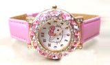 Reloj infantil Hello Kitty con circonitas en color blanco y rosa